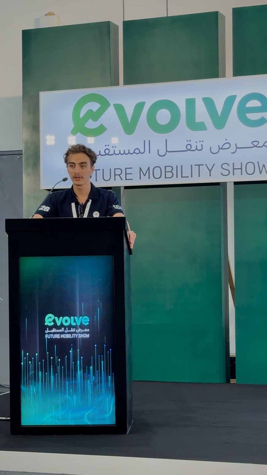 Younes Nader speaking at the Evolve Future Mobility Show